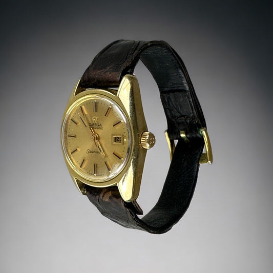Omega Automatic Seamaster Lady's Gold Plated 26mm Leather Band