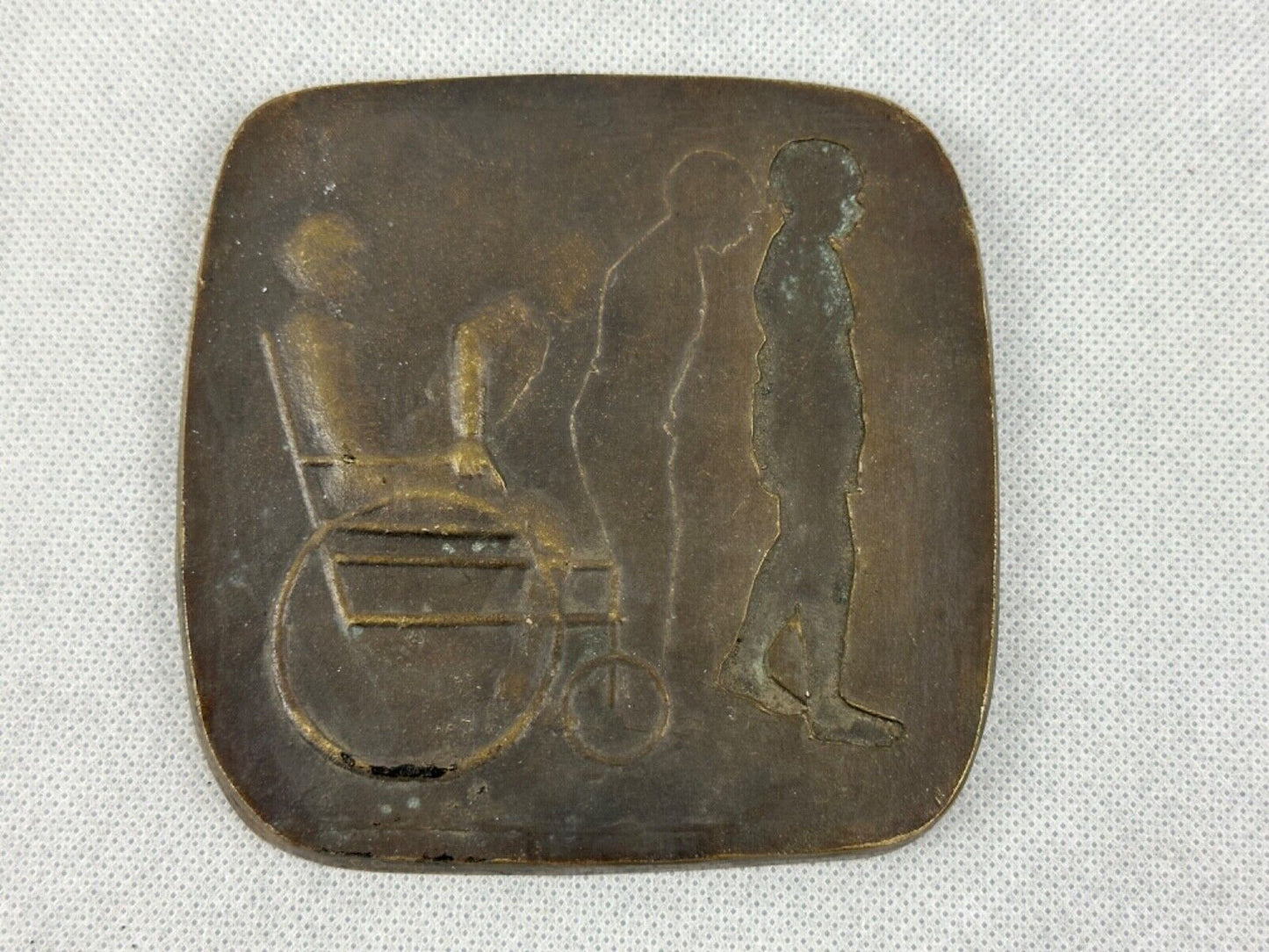 Bronze plate The Resurrection 4" Antique