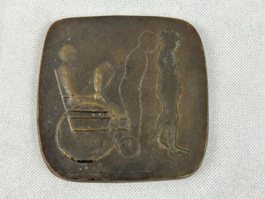 Bronze plate The Resurrection 4" Antique