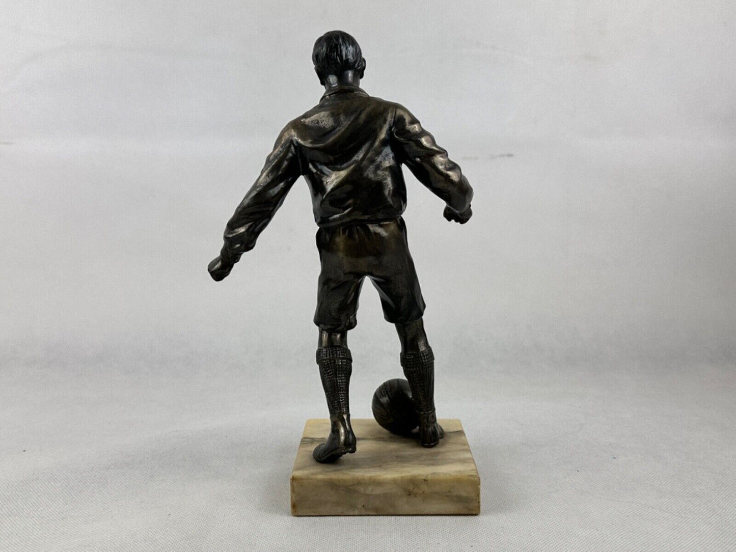Bronze footballer, sculpture, figure, football player, marble base, old, origina