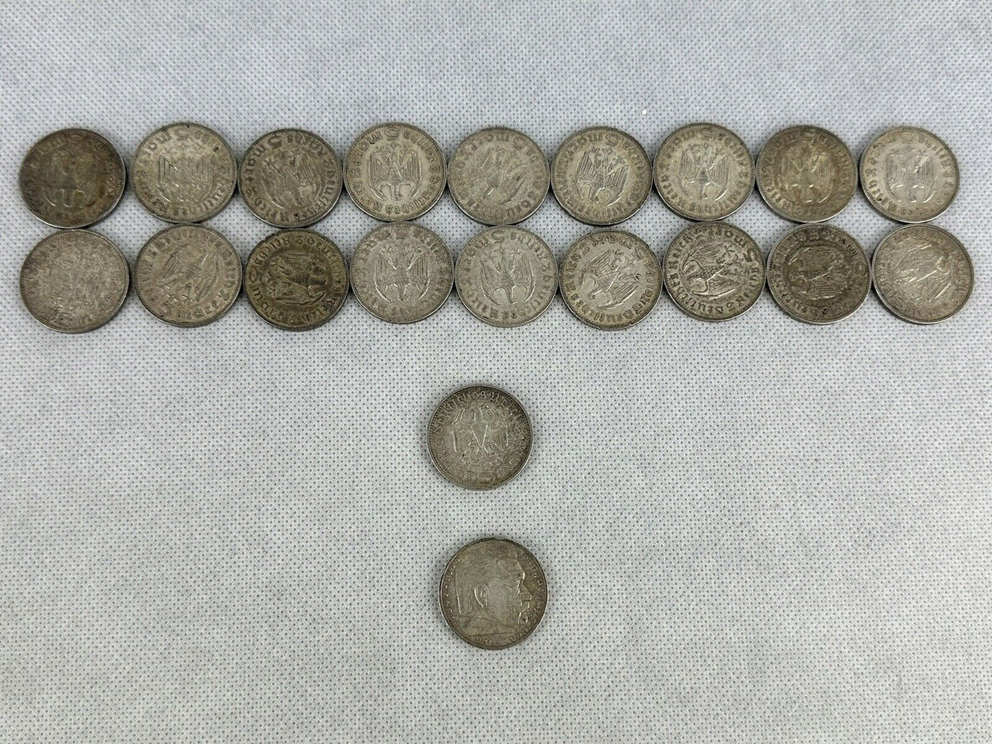 GERMAN 20x 5 REICHSMARK 1936  Bismarck Silver 3RD Reich WW2 Coin Collection MARK