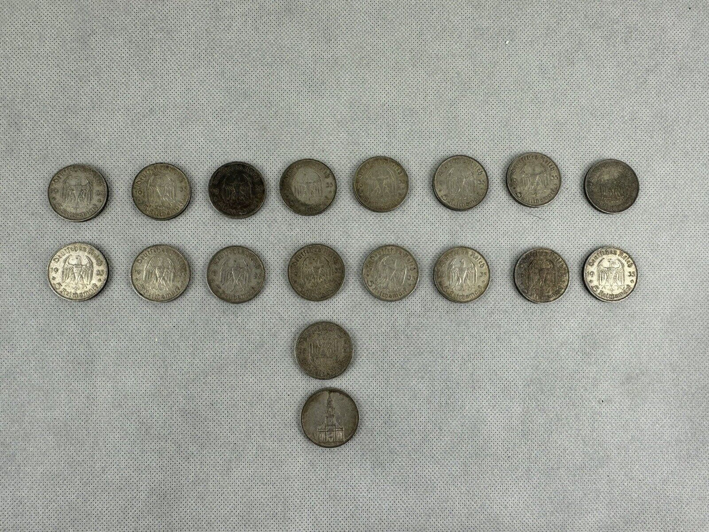 GERMAN Lot 18x Coin 5 REICHSMARK 1935 Potsdam CHURCH Silver 3RD Reich WW2 Mark