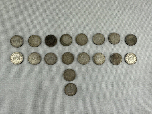 GERMAN Lot 18x Coin 5 REICHSMARK 1935 Potsdam CHURCH Silver 3RD Reich WW2 Mark