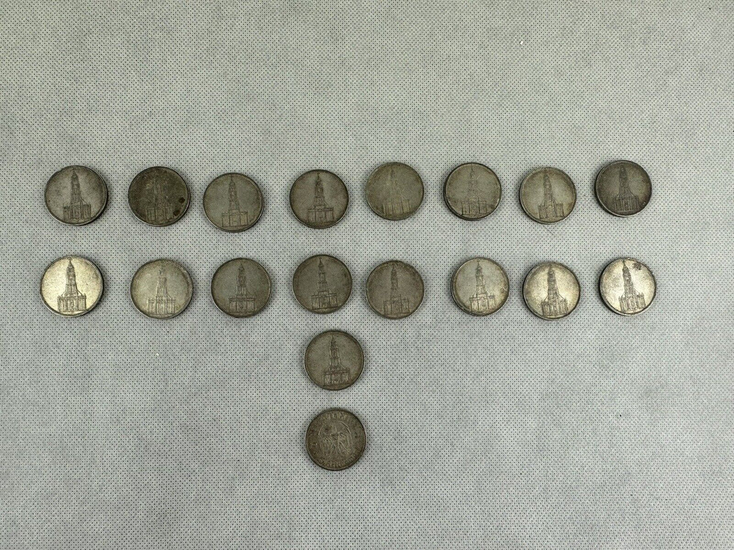 GERMAN Lot 18x Coin 5 REICHSMARK 1935 Potsdam CHURCH Silver 3RD Reich WW2 Mark