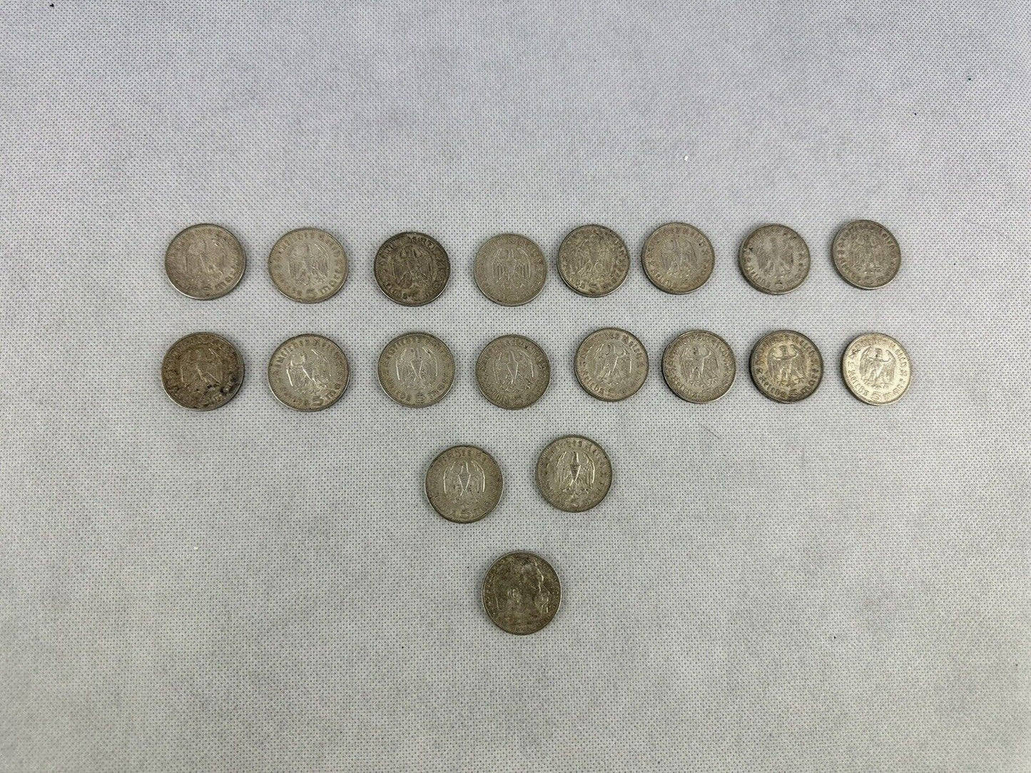 GERMAN Lot 19x Coin 5 REICHSMARK 1935 EAGLE Hindenburg Silver 3RD Reich WW2 Mark