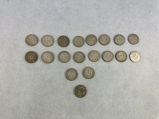 GERMAN Lot 19x Coin 5 REICHSMARK 1935 EAGLE Hindenburg Silver 3RD Reich WW2 Mark