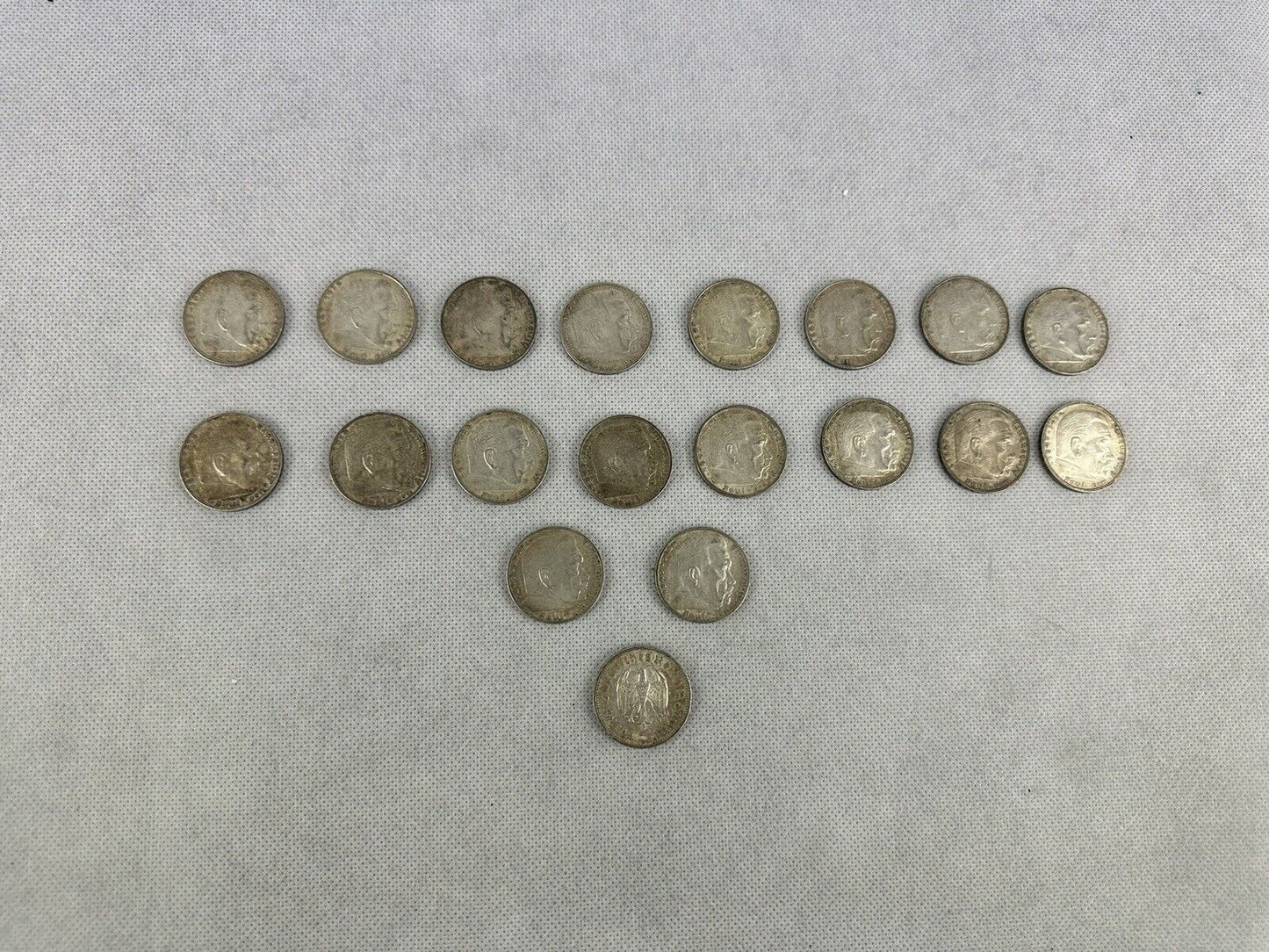 GERMAN Lot 19x Coin 5 REICHSMARK 1935 EAGLE Hindenburg Silver 3RD Reich WW2 Mark