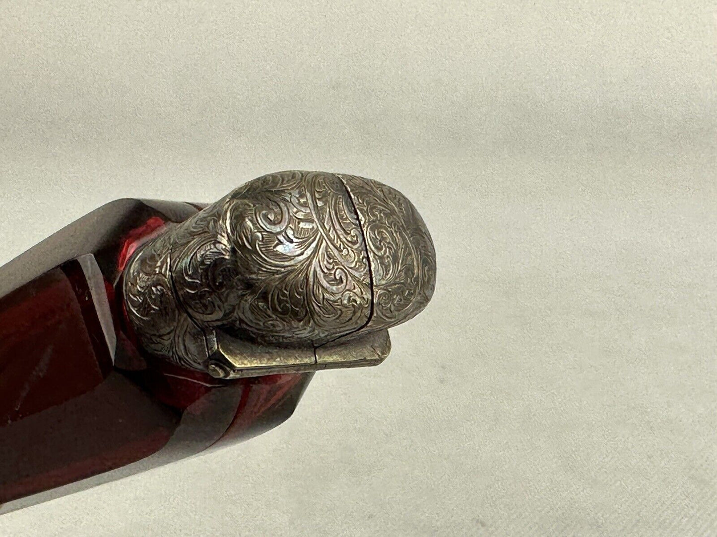 Sampson Mordan & Co Perfume Bottle Vinaigrette Rubin Red Two Slots Glass Antique