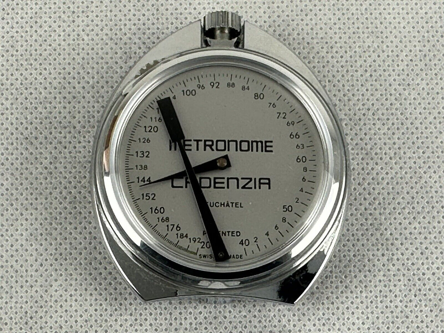 Vintage Cadenzia Pocket Metronome Neuchatel Swiss Made Silver Working