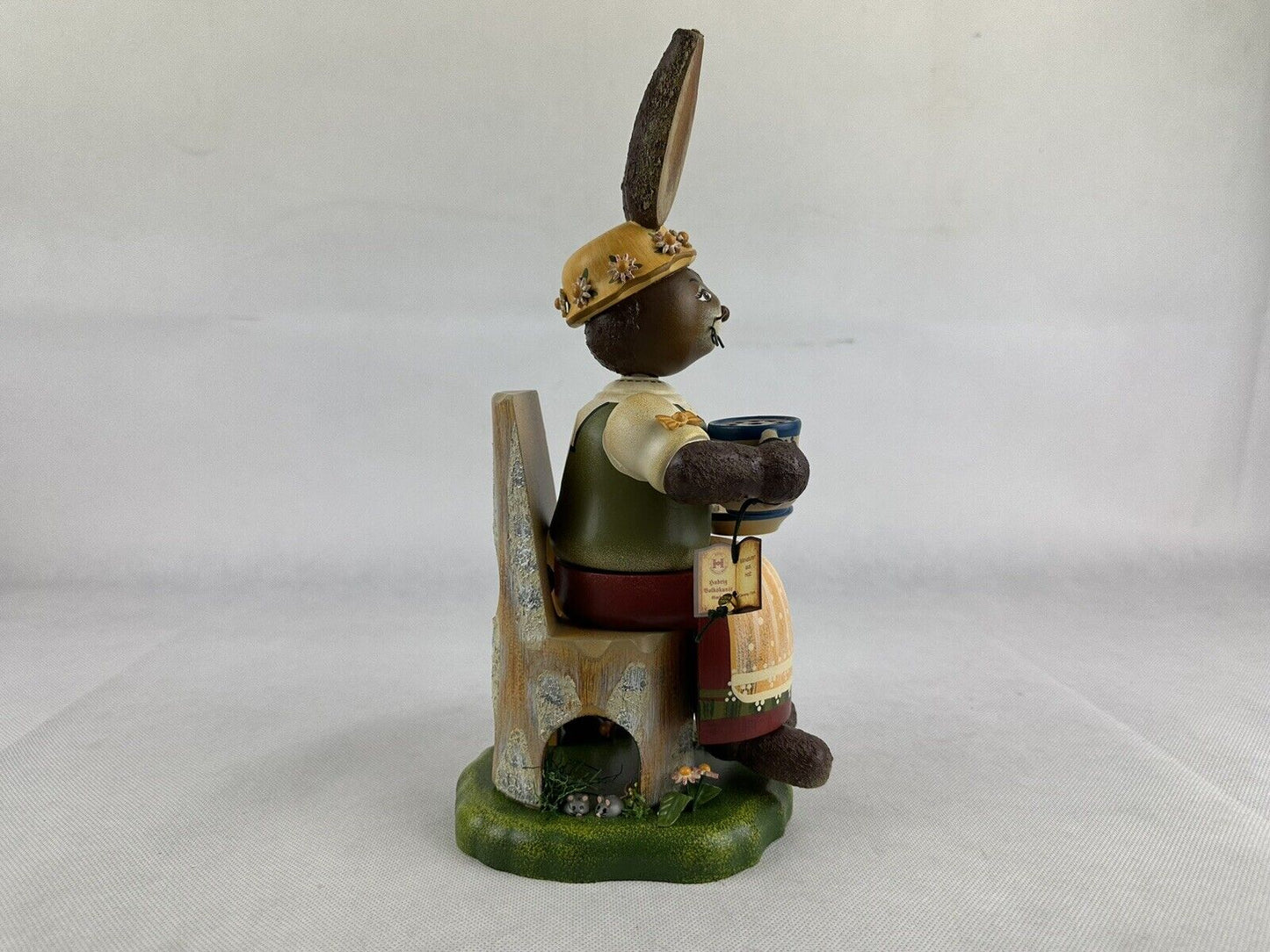 Hubrig Volkskunst Smoking Rabbit 12“  Easter Erzgebirge Germany Handmade