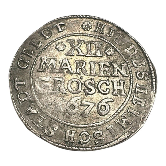 Hildesheim 1676 12 Mariengroschen Sliver Coin Germany Antique