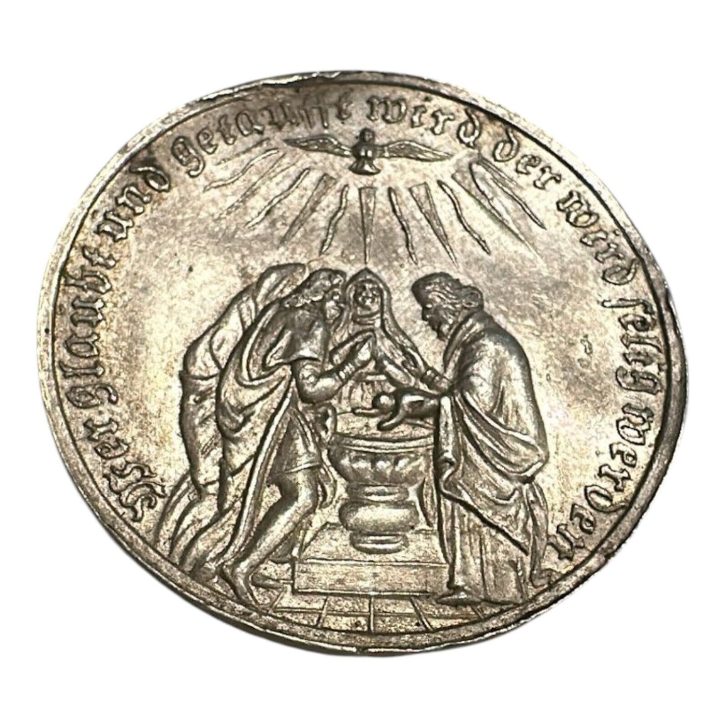Nuremberg - silver baptismal medal  Germany 18th Antique