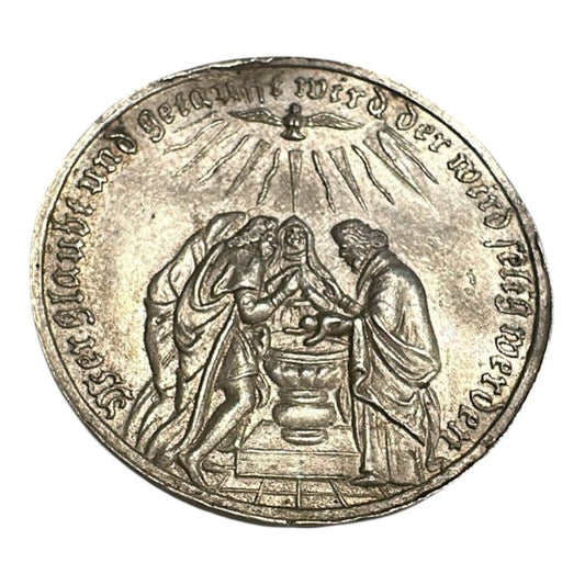 Nuremberg - silver baptismal medal  Germany 18th Antique