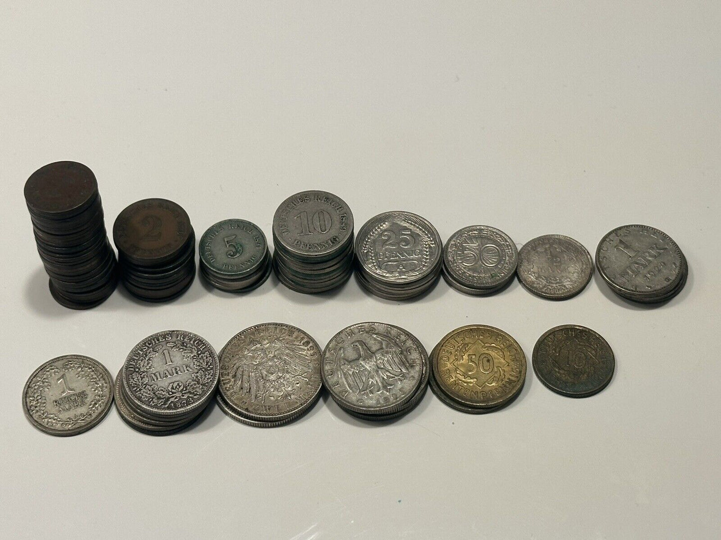 Huge German Mark Pfennig 90 Coins Lot 1,2,5,10,25,50 Kaiserreich Weimarer