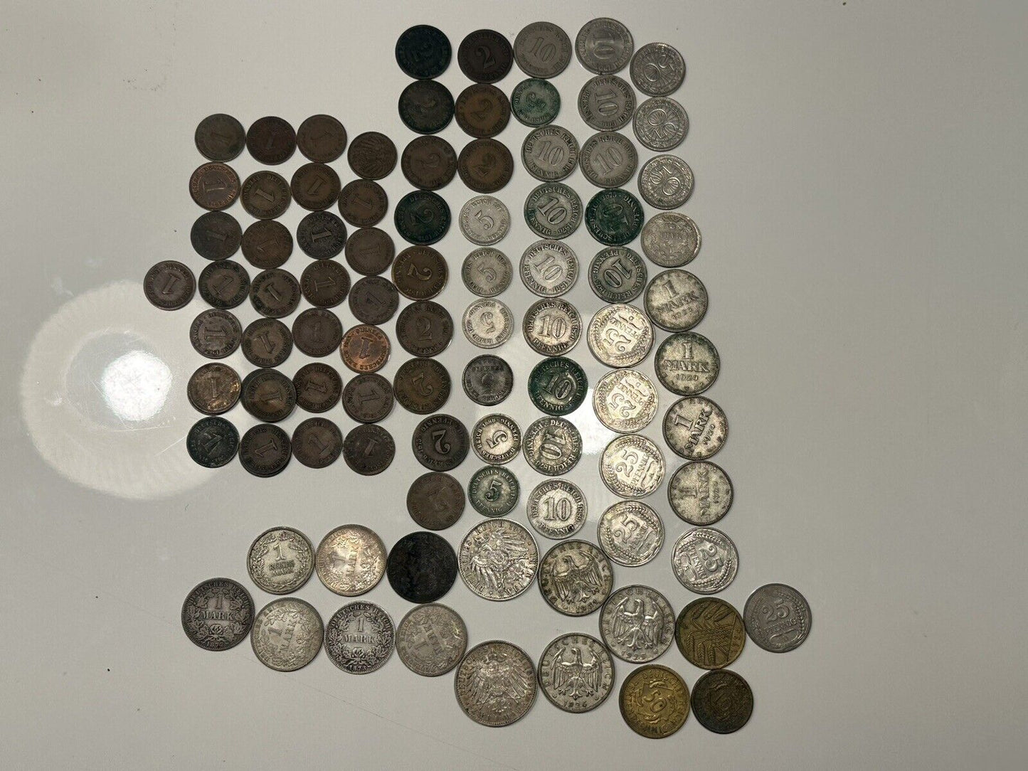 Huge German Mark Pfennig 90 Coins Lot 1,2,5,10,25,50 Kaiserreich Weimarer