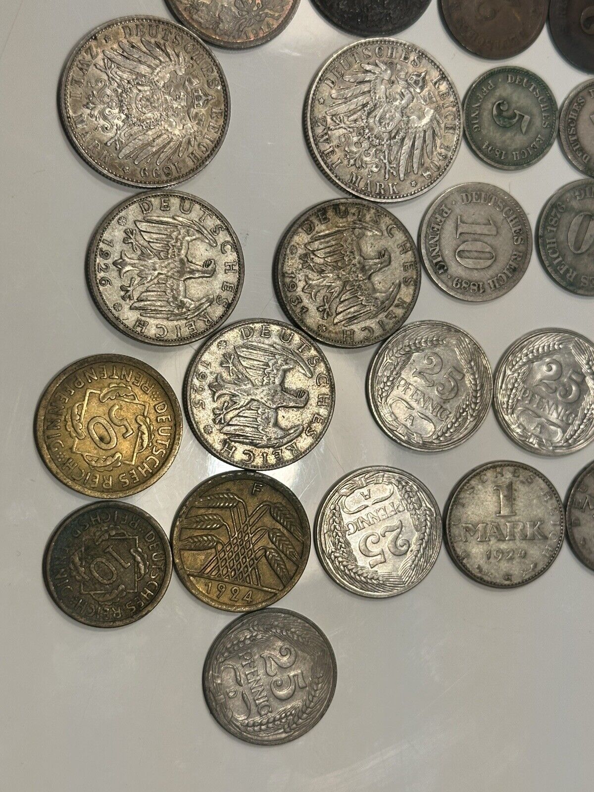 Huge German Mark Pfennig 90 Coins Lot 1,2,5,10,25,50 Kaiserreich Weimarer