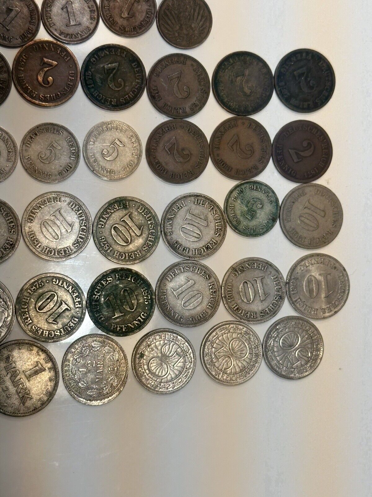 Huge German Mark Pfennig 90 Coins Lot 1,2,5,10,25,50 Kaiserreich Weimarer