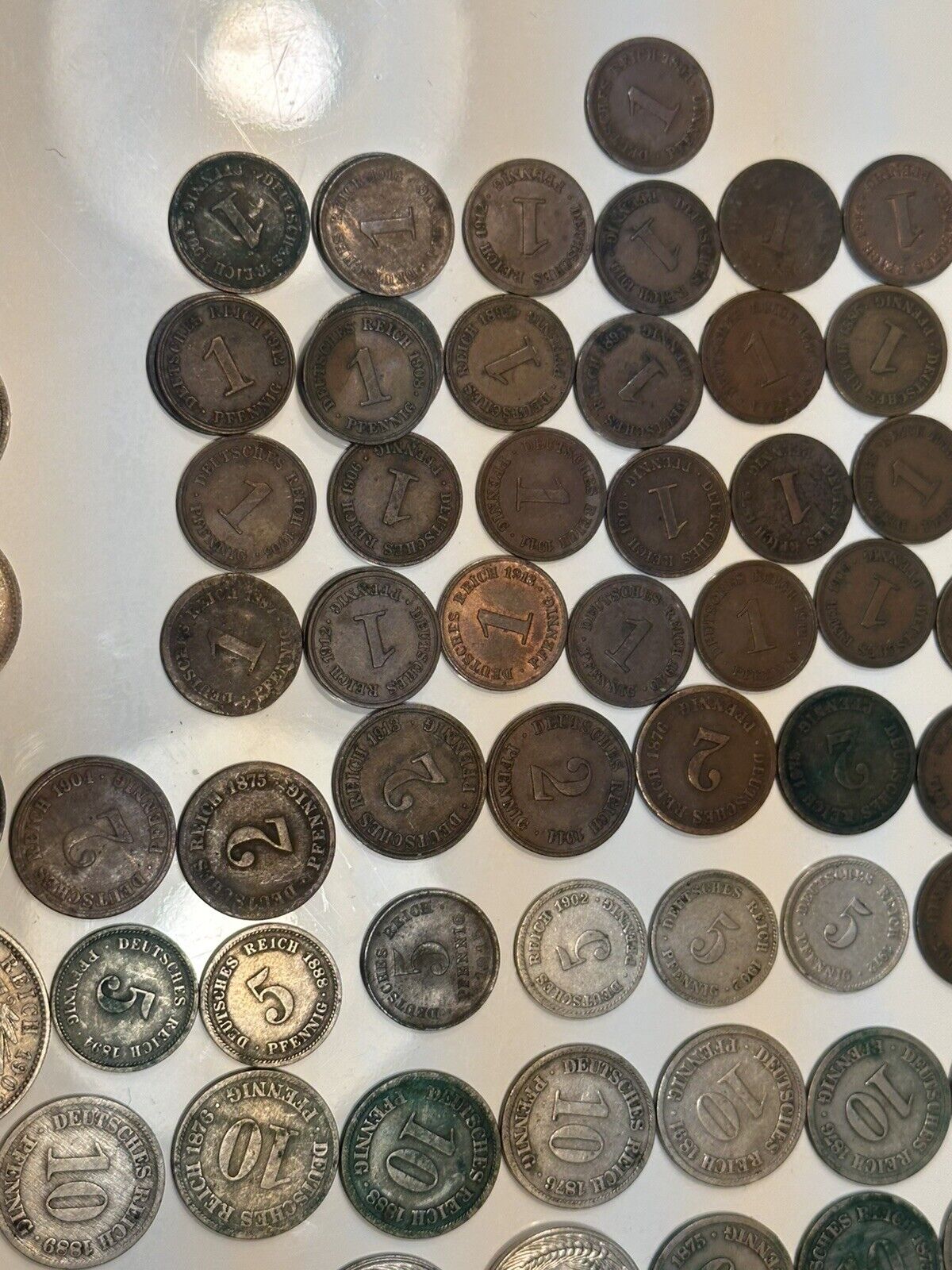Huge German Mark Pfennig 90 Coins Lot 1,2,5,10,25,50 Kaiserreich Weimarer