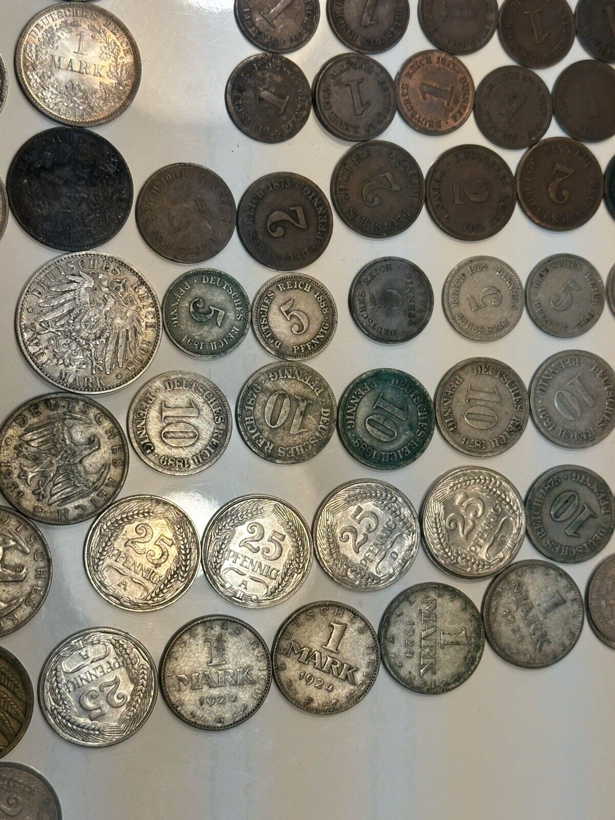 Huge German Mark Pfennig 90 Coins Lot 1,2,5,10,25,50 Kaiserreich Weimarer