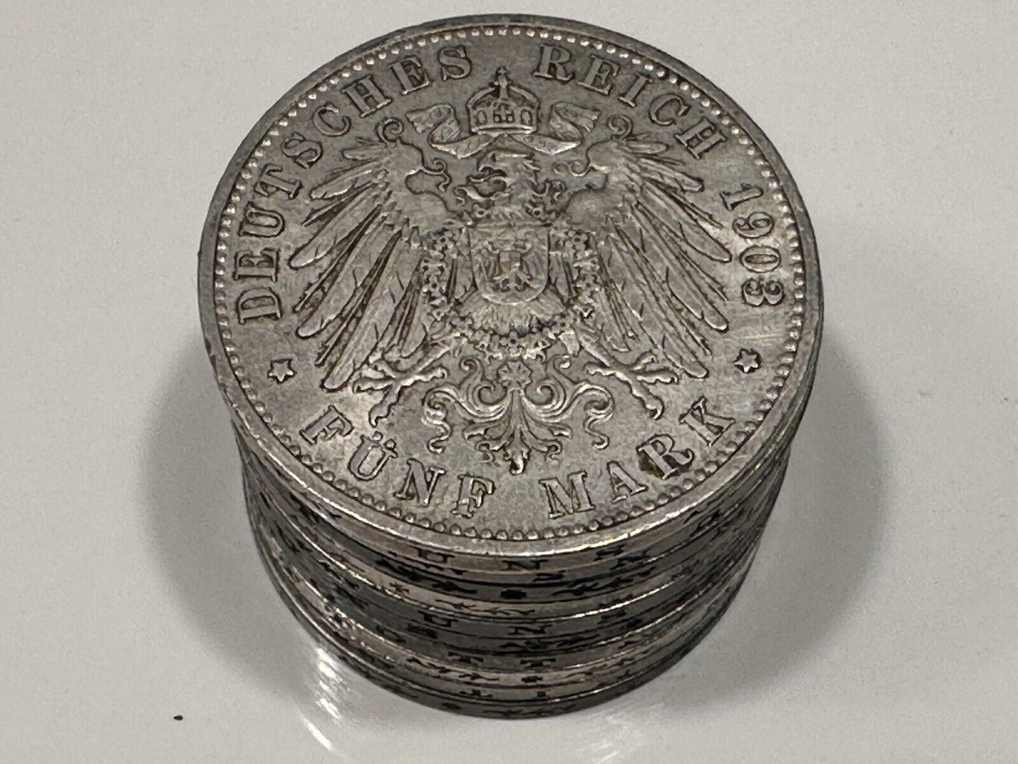 German Reich 10x 5 Mark Kaiserreich 1874-1913 Silver Coins Lot
