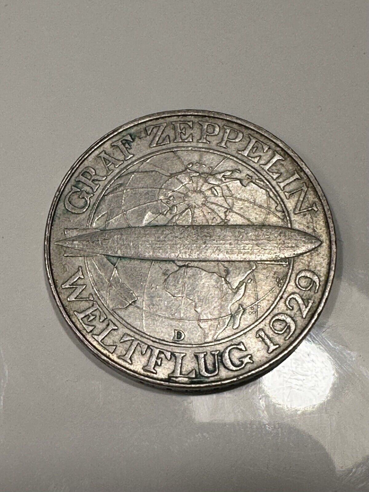German Reich 3 Reichsmark 1930 D Graf Zeppelin Silver Coin