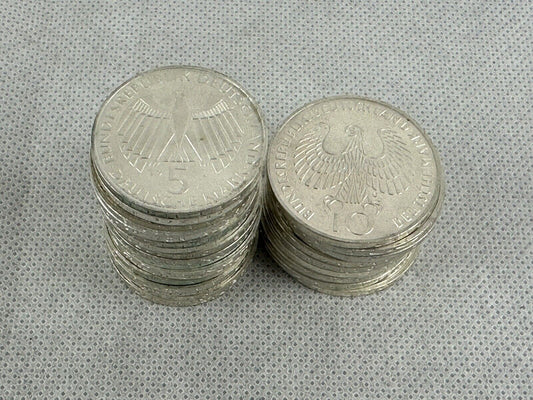 Deutsche Mark 5 & 10 DM 27x Silver Coins Olympia 1972 Munich