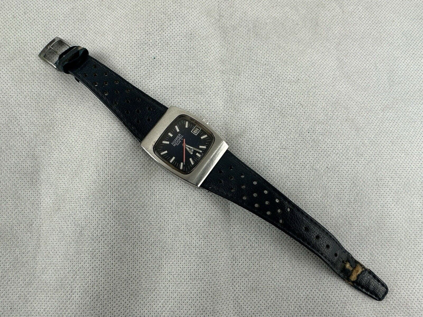 Roamer Rockshell Mark V Automatic Silver Blue 36mm Working Swiss 70’s Vintage