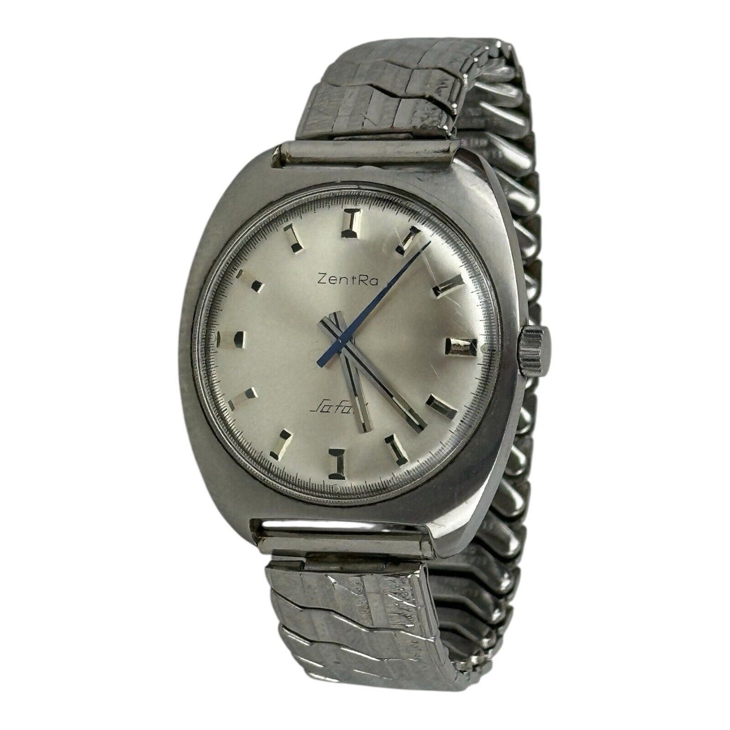 Zentra Safari 70‘s Men‘s Watch Mechanical 38mm Silver Working