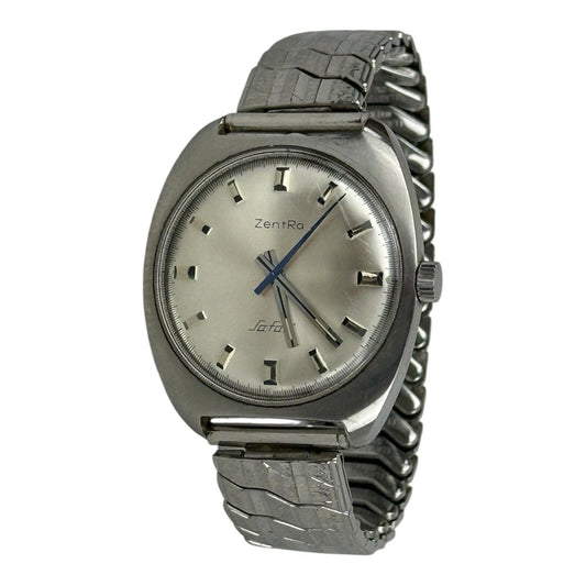 Zentra Safari 70‘s Men‘s Watch Mechanical 38mm Silver Working