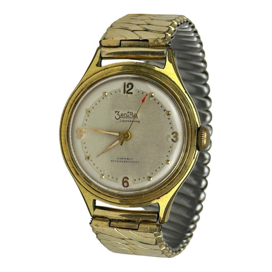ZentRa Schwebering Vintage Watch „Doppelt Stossgesichert“  Gold Toned Steel 37mm