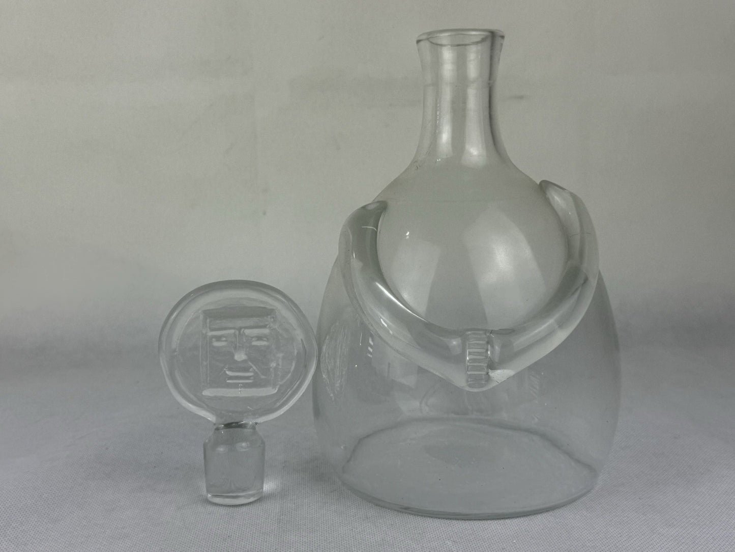 Vintage Erik Hoglund People Caraf Clear Glass Decanter   Huge 11.8” 30cm Sweden