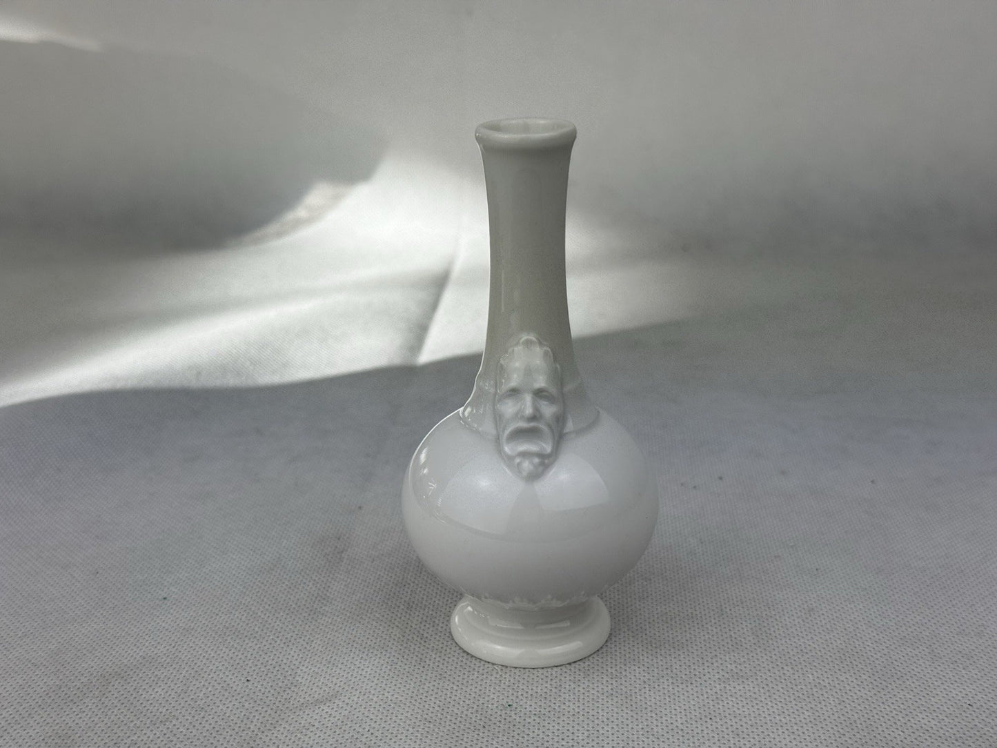 KPM Vase Porcelain White Masks 4.7” Berlin 1st Choice