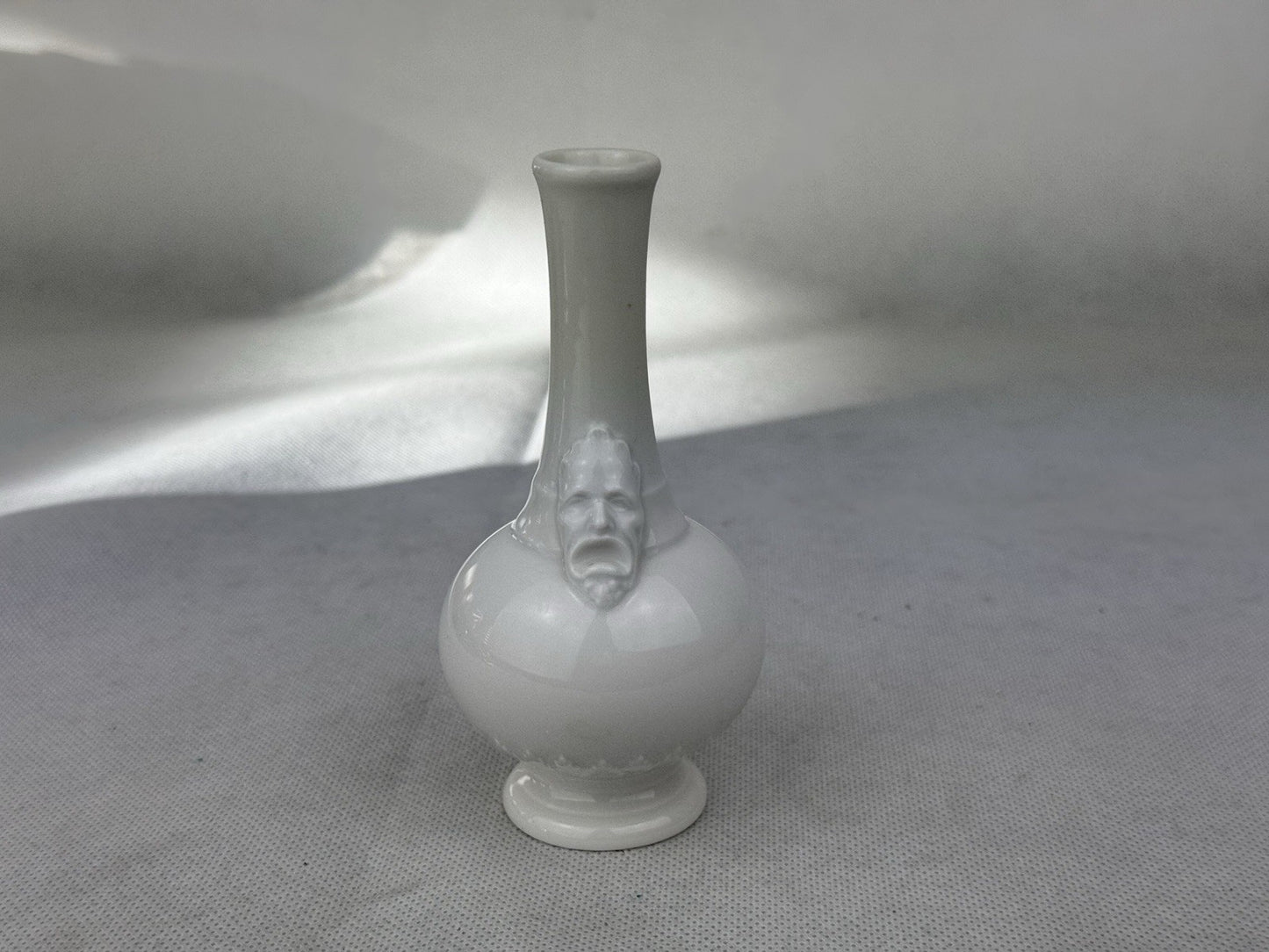 KPM Vase Porcelain White Masks 4.7” Berlin 1st Choice