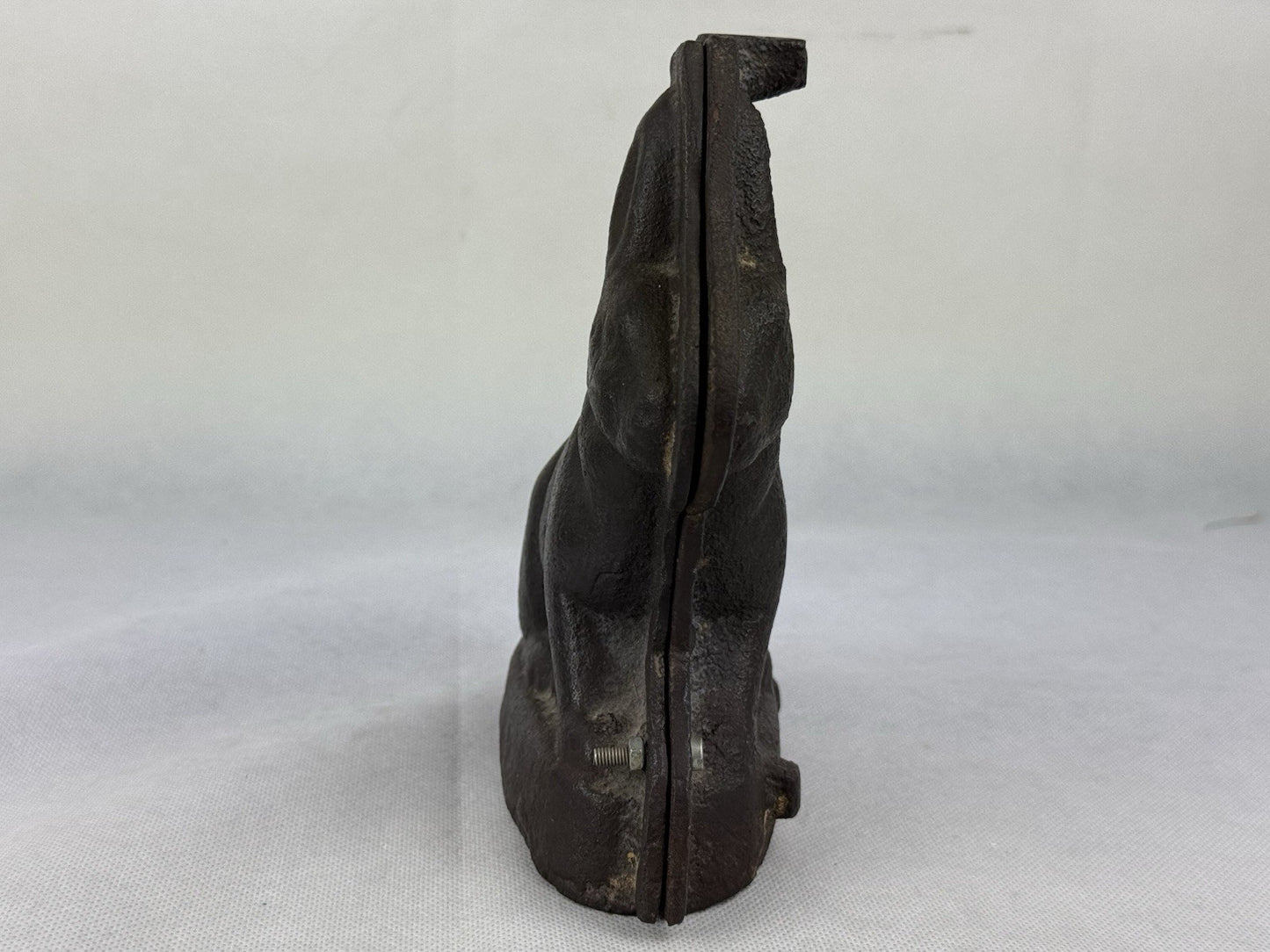 Antique Cast Iron Rabbit Bunny Backing Pan Mold w/Screw Connections Easter Decor