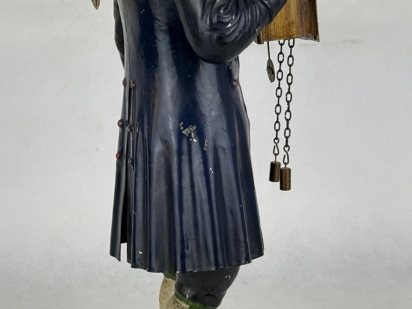 Antique Cast Iron Painted Figural Clock Maker Statue 12“