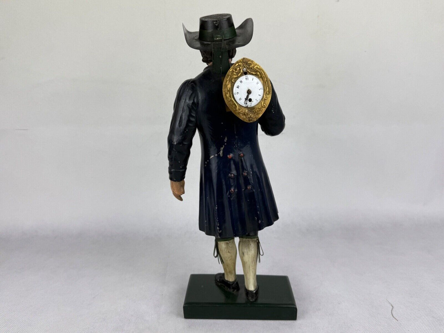 Antique Cast Iron Painted Figural Clock Maker Statue 12“