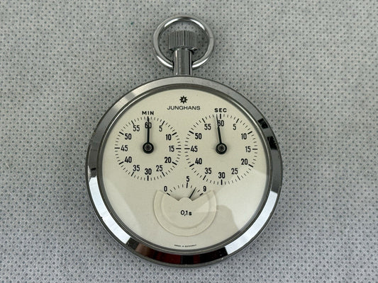 Vintage Junghans 1/10 Second Stopwatch Pocket Watch Incl. Case  Germany