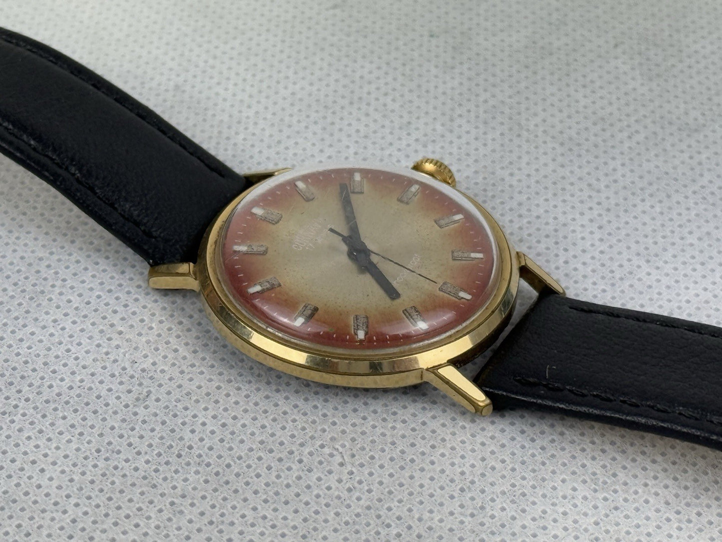 Cornavin Rocket USSR 36mm Mechanical Watch Champaign/ Red Shockproof 17 Jewels