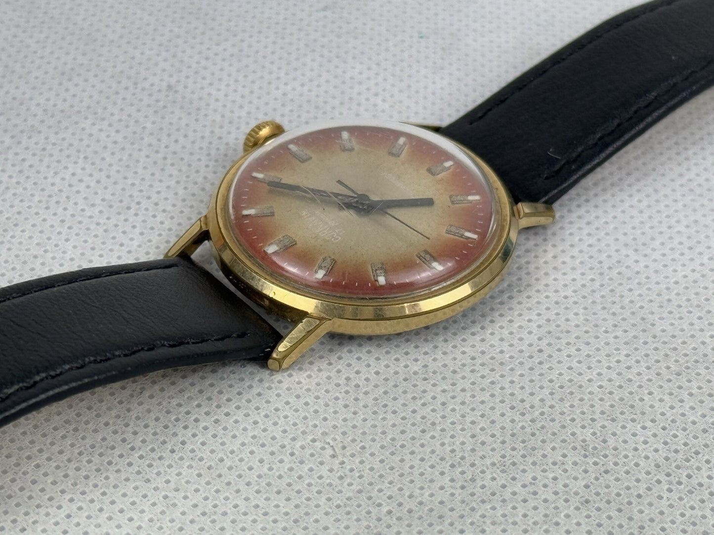 Cornavin Rocket USSR 36mm Mechanical Watch Champaign/ Red Shockproof 17 Jewels