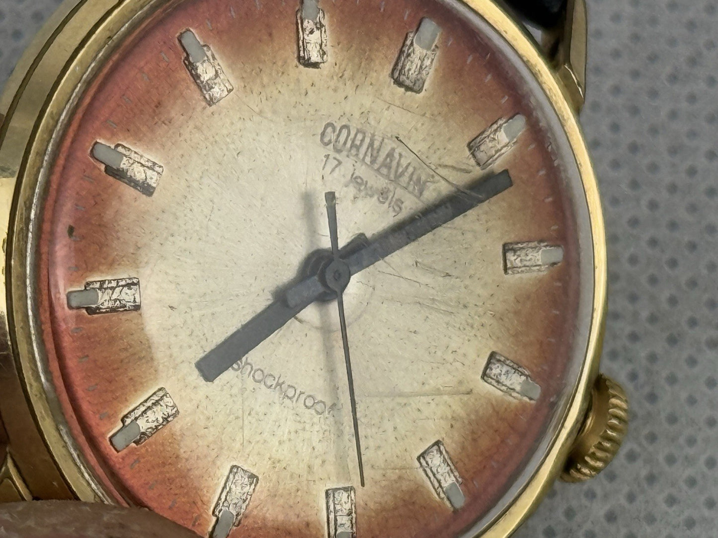 Cornavin Rocket USSR 36mm Mechanical Watch Champaign/ Red Shockproof 17 Jewels