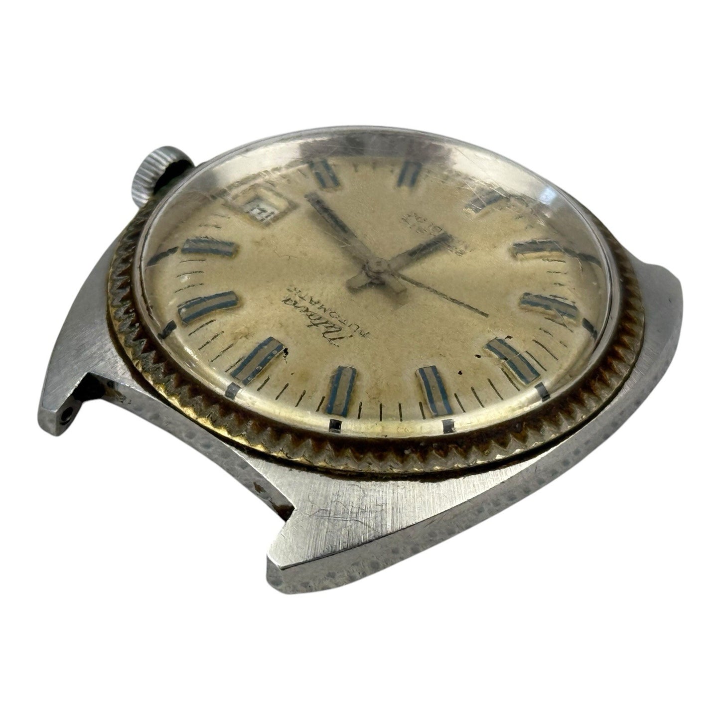 Nitava Vintage Automatic Watch 41mm w/crown Water Resistant Silver