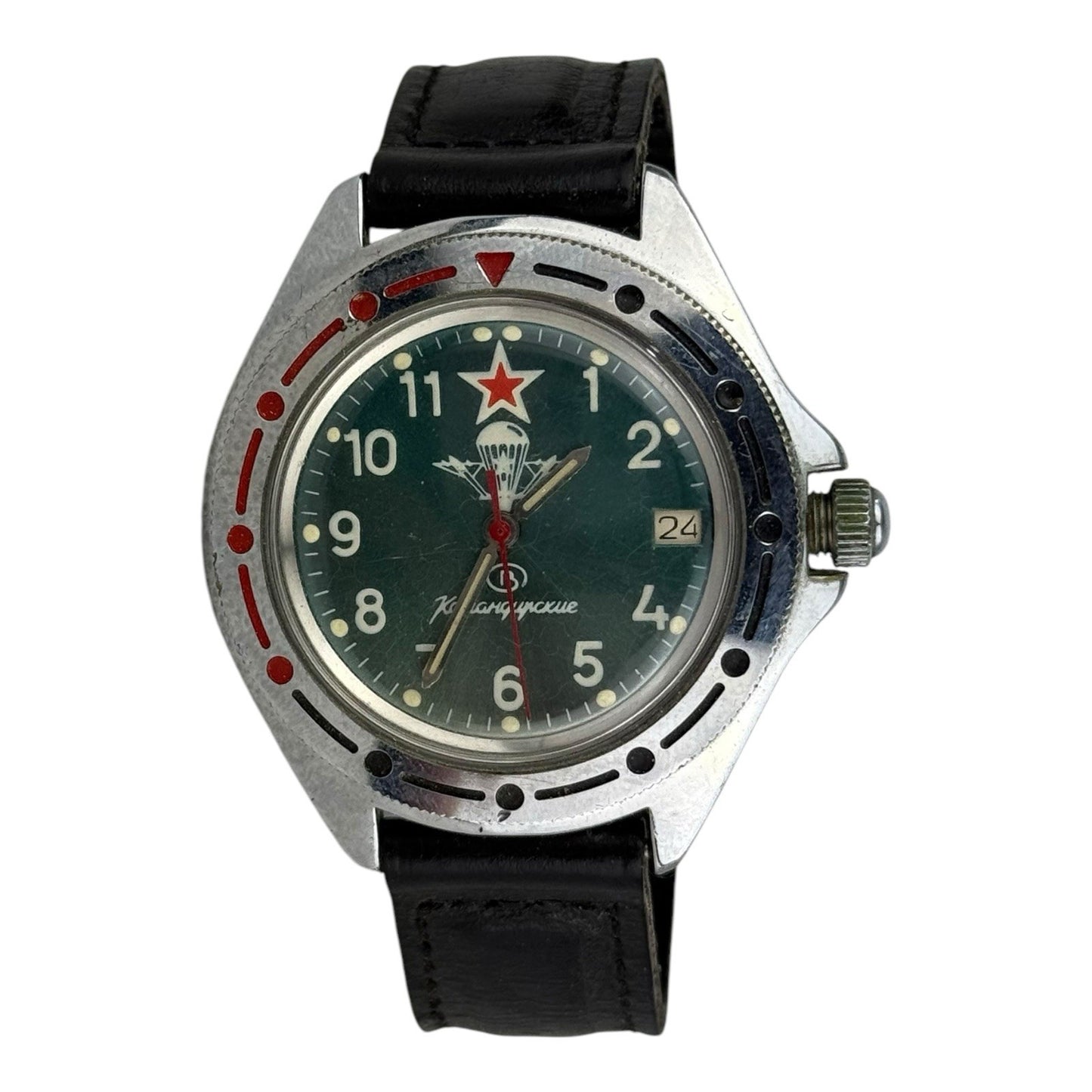 Watch Men's Military 45mm W/crown Vostok Komandirskie Manual USSR Wostok Soviet