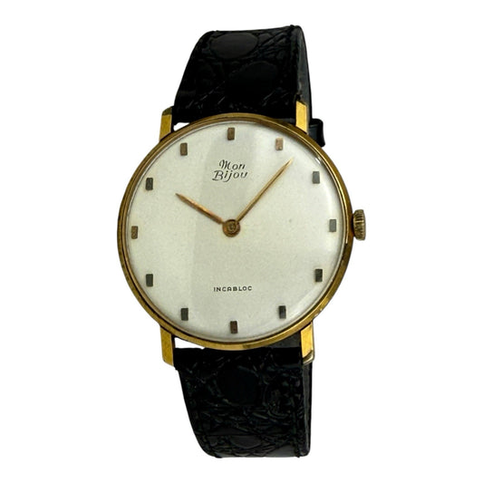 Mon Bijou Vintage Watch 36mm w/crown Blumus Back Gold/White Incabloc