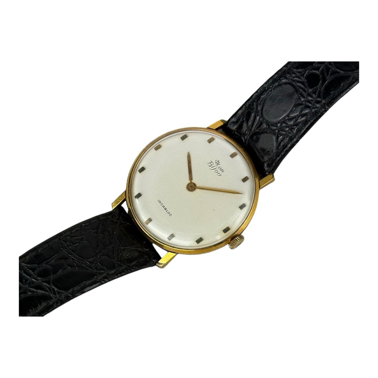 Mon Bijou Vintage Watch 36mm w/crown Blumus Back Gold/White Incabloc