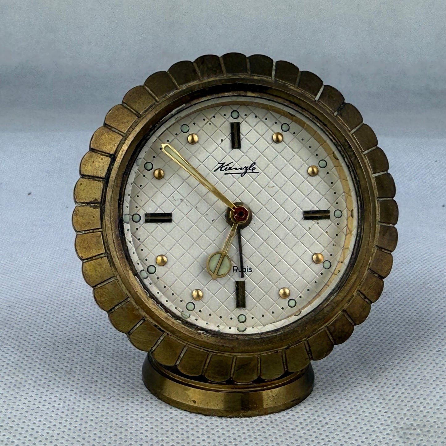 Kienzle Rubis Mechanical Alarm Desk / Table Clock Vintage Brass