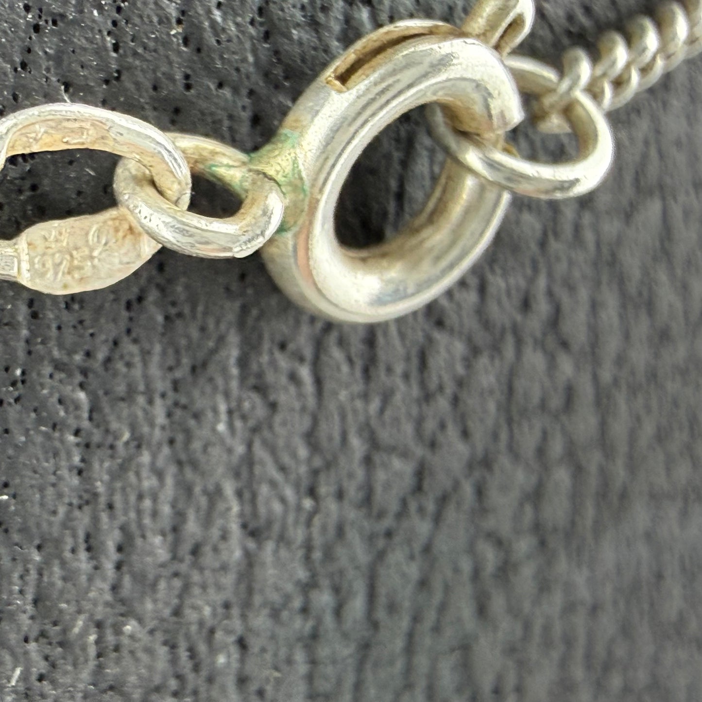 925 Sterling Silver Amazonite Necklace 60cm Vintage Pendant Floral Design 10.4 g