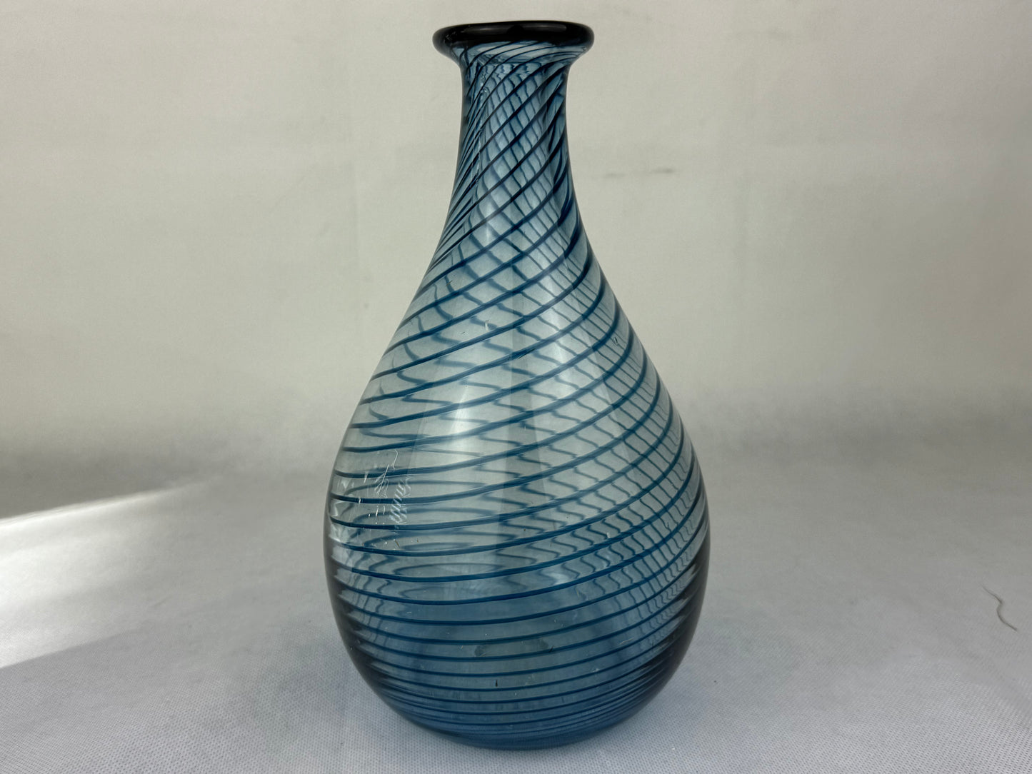 Vintage Studio Glass Vase “ZOP” – Blue Spiral Design, Glasfachschule Zwiesel, Germany (1984)