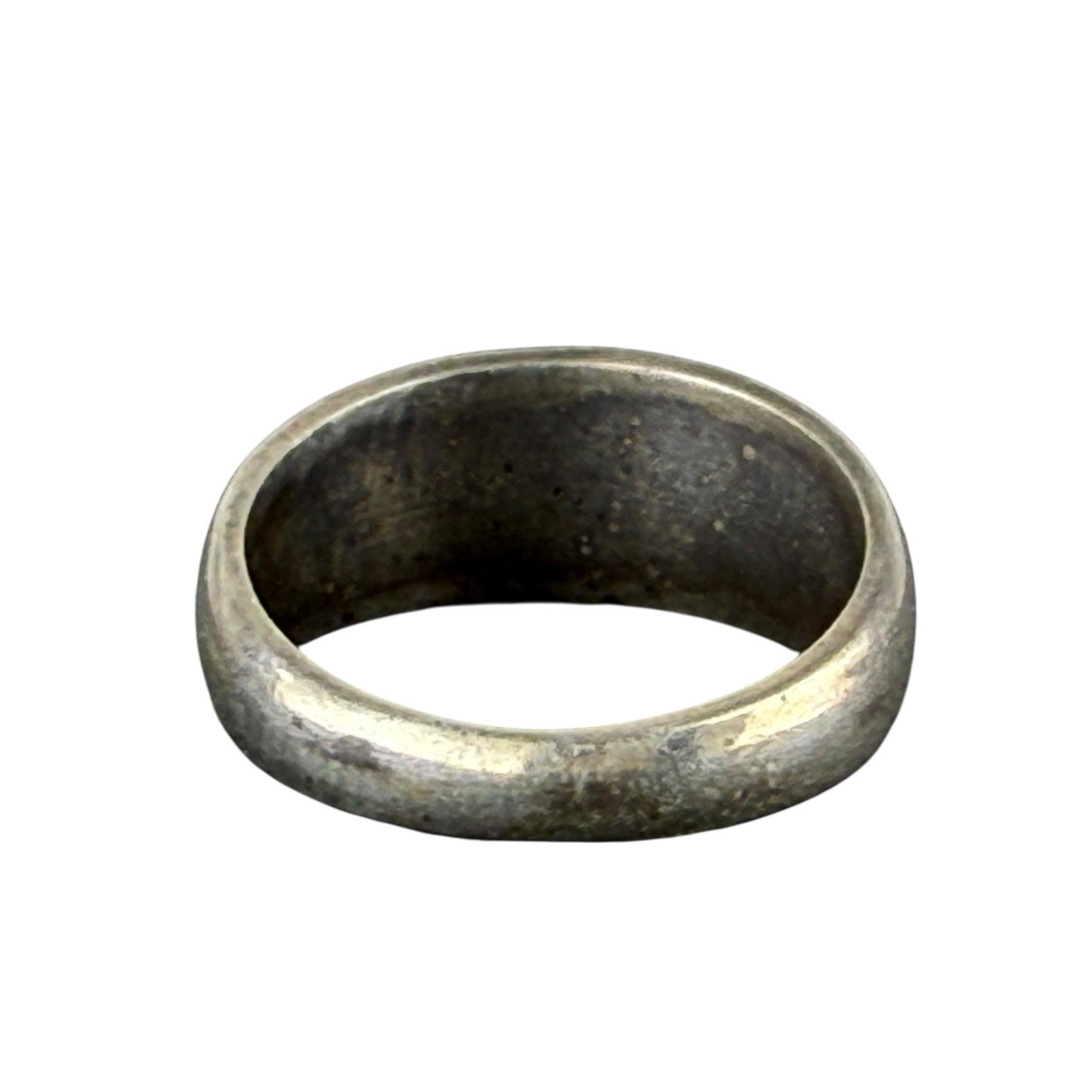 925 Sterling Silver Green Enamel Ring Vintage Minimalist Band Size 53