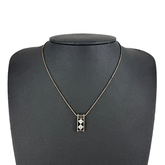 925 Sterling Silver Necklace with Zirconia Pendant 45cm Geometric Vintage Minimalist Jewelry