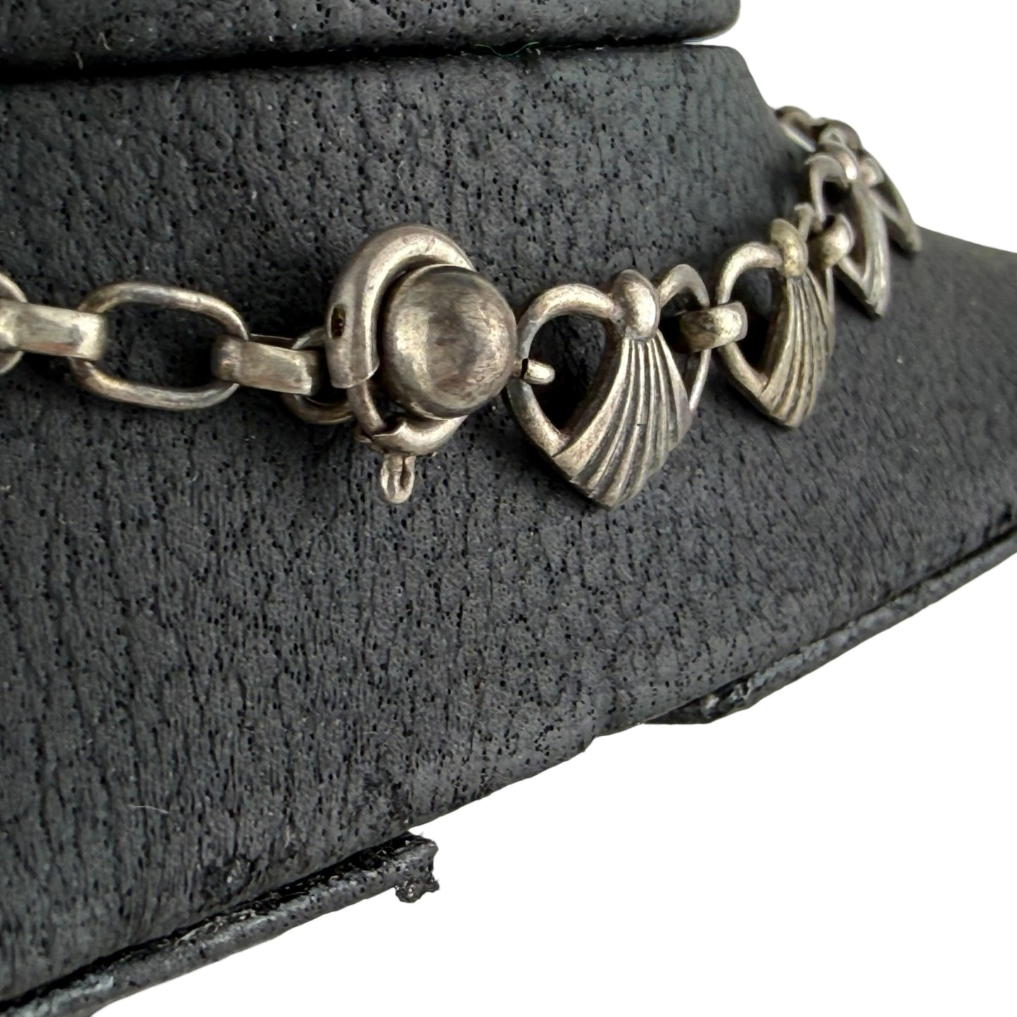 835 Silver Vintage Necklace Art Deco Fan Link Chain 43cm